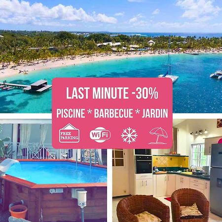 Le Sable Bleu - Evasion Tropicale A Sainte-Anne - Plage 5Min - Piscine - Parking - Logement Climatise - Vue Sur Les Palmiers - Parfait Pour Sejours En Famille Ou Entre Amis Exterior photo