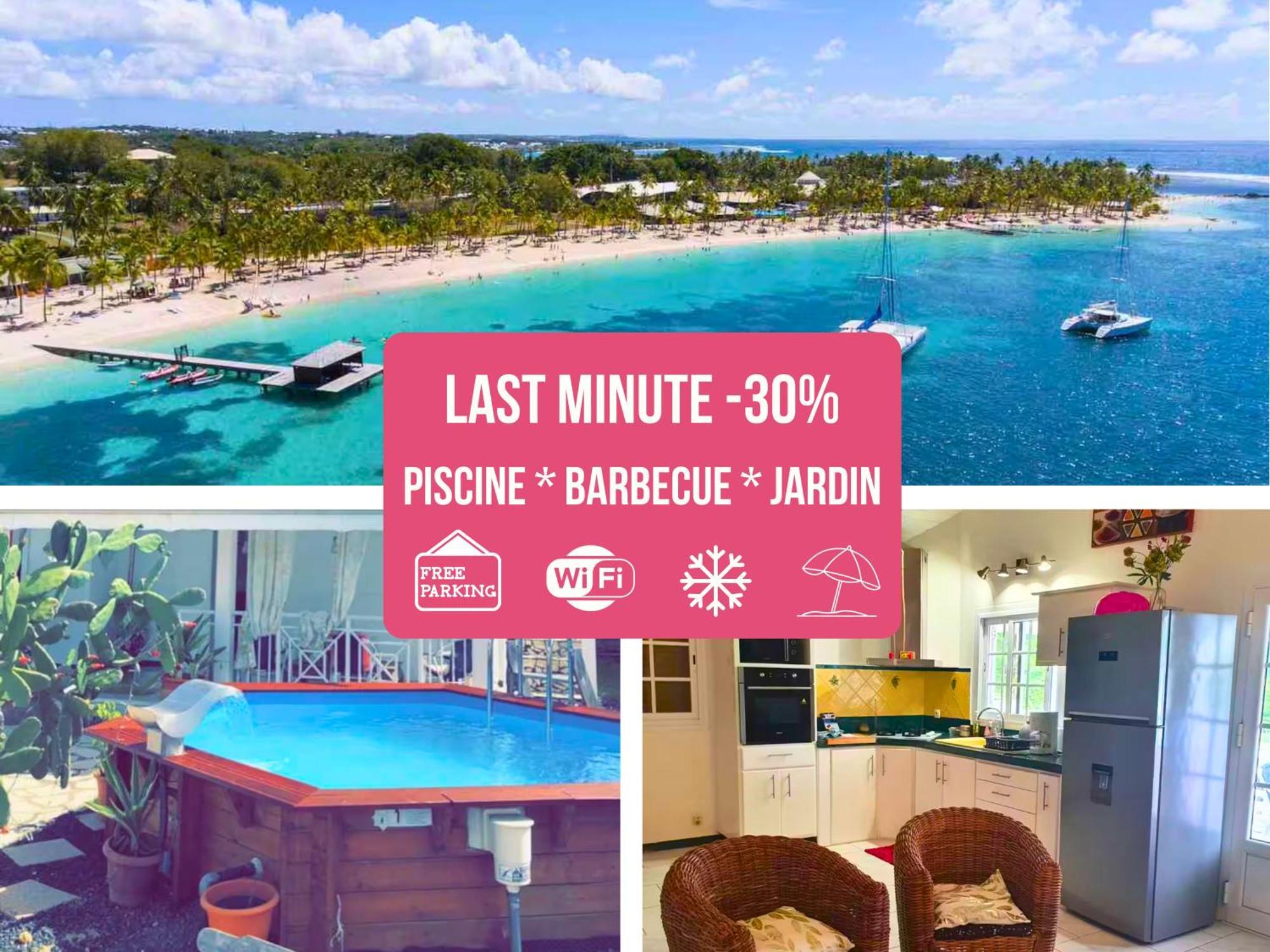 Le Sable Bleu - Evasion Tropicale A Sainte-Anne - Plage 5Min - Piscine - Parking - Logement Climatise - Vue Sur Les Palmiers - Parfait Pour Sejours En Famille Ou Entre Amis Exterior photo